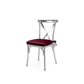 Cross Back Chair Silver Cushion Brick