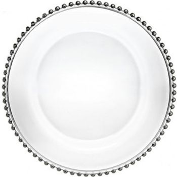 Glass Beaded Charger Plate (Black)