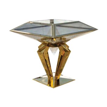 Reflection Highboy Table Diamond (Gold)