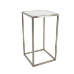 silver Splendor high-boy cocktail table with minimalist open-metal base for luxe event rental