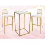 silver Splendor high-boy cocktail table with minimalist open-metal base for luxe event rental